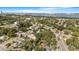 Aerial shot showcasing a roundabout surrounded by lush trees and charming homes at 1625 Fulton Ave, Clearwater, FL 33755