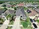Aerial shot showcasing the front of this attractive single-Gathering home and neighbor's properties at 17529 Buckingham Garden Dr, Lithia, FL 33547