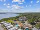 Aerial view of neighborhood with a partial view of the bay at 254 Timberview Dr, Safety Harbor, FL 34695