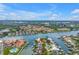Stunning aerial view of waterfront residence, featuring a pool and dock, nestled in a vibrant community at 4935 58Th S Ave, St Petersburg, FL 33715