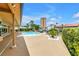Backyard boasts a sparkling pool, lush greenery, and canal views for serene outdoor living at 4935 58Th S Ave, St Petersburg, FL 33715