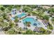 An aerial view of the community pool with water slide and kiddie pool at 5743 Skytop Dr, Lithia, FL 33547