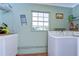 Functional laundry room with a front-load washer and dryer under a window at 6612 N Orleans Ave, Tampa, FL 33604