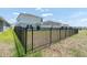 Backyard features a black metal fence and backs to other homes in the neighborhood at 7721 Twin Leaf Ter, Parrish, FL 34219