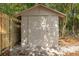 Outdoor shed with double doors offering ample storage space at 15124 Omaha St, Hudson, FL 34667