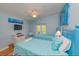 Charming bedroom featuring two twin beds with blue comforters and bright artwork at 216 Pine Ave # R, Anna Maria, FL 34216