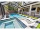 Inviting pool area with a connected spa, a safety fence, and comfortable lounge chairs for relaxation at 2402 W Parkland Blvd, Tampa, FL 33609