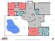 A detailed floor plan showcasing the layout of the home, including the pool and screened porch at 3808 Hollow Wood Dr, Valrico, FL 33594