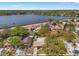 Aerial view of the neighborhood with a lake at 408 Pineapple St, Tarpon Springs, FL 34689