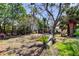 Backyard is shown with mature trees providing plenty of shade and privacy for the home at 412 20Th Ave, Indian Rocks Beach, FL 33785