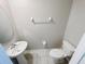 A simple powder room offers a pedestal sink, toilet, and neutral wall color at 4461 Globe Thistle Dr, Tampa, FL 33619