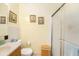 Clean bathroom featuring a modern vanity, toilet, and a glass-enclosed shower at 5216 81St N St # 2, St Petersburg, FL 33709