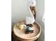 Wooden table with a pelican statue, blue vase, and glasses, perfect decor at 8050 Roxburgh Ct, Weeki Wachee, FL 34613