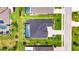 Aerial view of a landscaped home with a screened pool and manicured lawn at 13539 Carryback Dr, Dade City, FL 33525