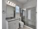 Clean bathroom featuring glass shower at 13539 Carryback Dr, Dade City, FL 33525