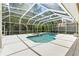 Backyard patio featuring a beautiful pool with spa and screened enclosure, ideal for relaxation and entertaining at 17812 Arbor Greene Dr, Tampa, FL 33647
