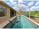 The screened-in pool offers a private oasis, views of nature, and ample seating at 3254 Grassglen Pl, Wesley Chapel, FL 33544