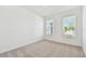 Clean and well-lit bedroom featuring two windows, neutral carpet, and fresh white walls at 37194 Clinch Cir, Zephyrhills, FL 33540