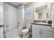 Clean bathroom with tiled shower, vanity, and modern fixtures at 4550 Globe Thistle Dr, Tampa, FL 33619