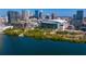 Picturesque aerial view of the condo community, bay, and Tampa skyline at 728 Seagate Dr, Tampa, FL 33602