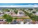 Aerial shot capturing a property nestled within a vibrant, tree-filled neighborhood under a sunny, partly cloudy sky at 9201 Spy Glass Ct, Tampa, FL 33615