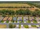 Scenic aerial view of homes nestled along a tree-lined street, with a vast field in the background at 9723 Rolling Cir, San Antonio, FL 33576