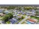 Aerial view of a neighborhood featuring single-Gathering homes, a pool, and lush landscaping and a lake at 12933 90Th Ave, Seminole, FL 33776