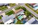Aerial view of a single-Gathering home featuring a private backyard pool and lush landscaping at 12933 90Th Ave, Seminole, FL 33776
