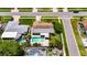 Aerial view of a single-Gathering home featuring a private backyard pool and lush landscaping at 12933 90Th Ave, Seminole, FL 33776