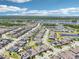A picturesque aerial view captures a residential community near a lake, featuring modern homes, landscaping and scenic beauty at 1741 Cherry Walk Rd, Lutz, FL 33558
