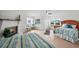 Spacious bedroom features beds, fireplace, and a view of the ocean at 17960 Gulf Blvd # 225, Redington Shores, FL 33708
