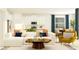 Stylish living room open to the kitchen, featuring modern furniture, décor and natural light at 31793 Griffin Sands Ln, San Antonio, FL 33576