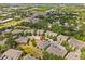 Overhead view of townhomes, showcasing the community layout, water features, and exact location in an established neighborhood at 4105 Bismarck Palm Dr, Tampa, FL 33610