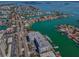 Gorgeous aerial view of waterfront community, private boat docks, coastal living, and serene waterways at 415 Island Way # 511, Clearwater Beach, FL 33767