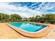 Community swimming pool with surrounding brick patio, lounge chairs, and landscaping, perfect for relaxation at 4306 La Mora Ct, Tampa, FL 33611