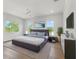 Spacious main bedroom with large windows, modern furniture, ceiling fan and hardwood floors at 500 E Davis Blvd, Tampa, FL 33606
