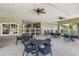 Covered patio with tables and chairs for outdoor dining and relaxation at 8518 Broken Willow Ct, Tampa, FL 33647