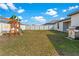 Well-maintained backyard with a playset, offering a perfect space for Gathering fun at 1102 Wynnmere Walk Ave, Ruskin, FL 33570