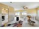 Renovation project: Spacious room with yellow walls, tile floors, and renovation equipment present, ready for updates at 1671 Cape Ann Ne Ave # 4, St Petersburg, FL 33702