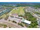 Aerial view showcasing a community with baseball, soccer, and tennis fields, fostering an active and social lifestyle at 2321 Wood Pointe Dr, Holiday, FL 34691