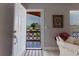 View from inside, through an open doorway, to the building's exterior at 2457 Ecuadorian Way # 63, Clearwater, FL 33763