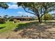 Spacious backyard featuring a screened-in lanai, mature trees, and lush green grass at 3060 Sutton Woods Dr, Plant City, FL 33566