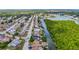 An aerial view of a residential neighborhood with waterfront properties and lush greenery at 3301 Elkridge Dr, Holiday, FL 34691