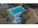 Aerial view of the community pool with lap lanes and a smaller recreation pool nearby at 3314 Cypress Landing Dr, Valrico, FL 33596