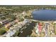 Stunning aerial view of a waterfront community featuring private boat docks and nearby serene water bodies at 339 Manatee Ln, Tarpon Springs, FL 34689