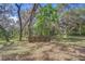 Beautiful grassy lot surrounded by mature trees and a wooden fence at 37348 Tucker Rd, Zephyrhills, FL 33541