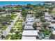 Overhead shot of a serene residential area with manicured lawns, palm trees, and private swimming pools at 4018 Indianapolis Ne St, St Petersburg, FL 33703
