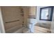 Cozy bathroom with updated shower, and a classic vanity with ample storage at 8623 Stonehedge Way, Hudson, FL 34667