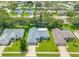 A pristine, picturesque home showcasing lush greenery and beautiful landscaping from an aerial view at 11218 Sun Tree Rd, Hudson, FL 34667