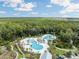 Aerial view of community pools surrounded by lush greenery and mature trees in a serene setting at 17537 Brighton Lake Rd, Land O Lakes, FL 34638